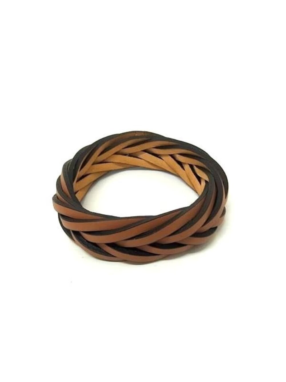 Loewe Braided Leather Bangle Brown Bracelet